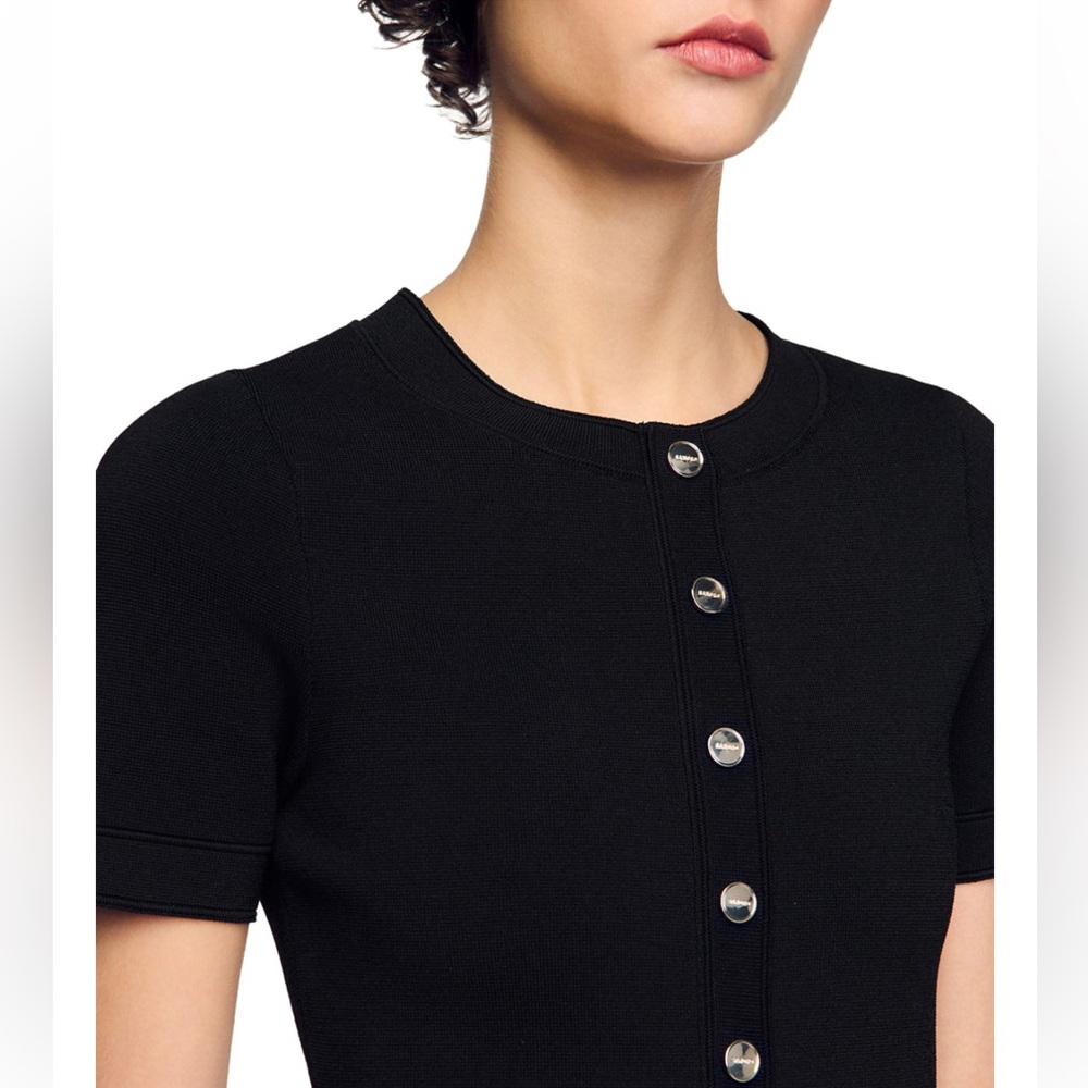 Sandro Short Knit Dress with Ruffle - Picture 4 of 9